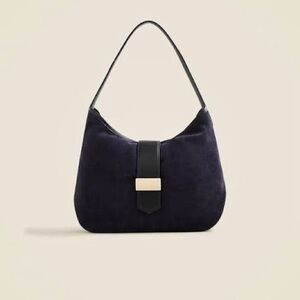 J Crew Berkeley Suede and Leather Shoulder Bag in Navy Black